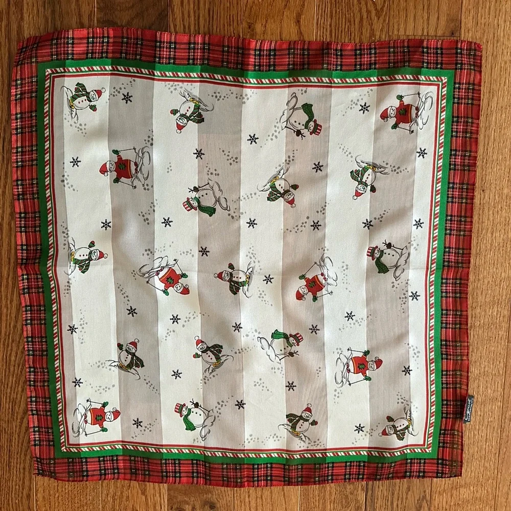 New Cejon Festive Snowman Kids Square Scarf, 21”x21”
